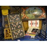 3 small crates of vintage playing cards and games