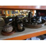 Sundry items to include large wooden bowl, cased binoculars, studio pottery and earthenware etc.