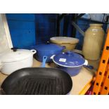 Five pieces of Le Creuset and a large mixing bowl, etc