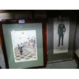 Quantity of various framed pictures including 2 Walnut framed comical prints