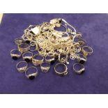 Collection of modern silver jewellery including rings, neckchains etc., 6.4 troy oz