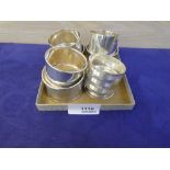 Selection of silver napkin rings ,9 in total, of various designs, total approx 8.6 troy oz