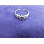 9ct white gold ring, small illusion set diamonds, stamped 375, size N/O, gross 2.3g
