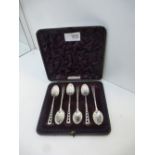 Set of 6 Victorian silver coffee spoons with shell pattern bowls, pierced handles, Sheffield 1890,
