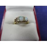 Opal & Diamond ring A/F on an 18ct yellow gold shank stamped 18, size L gross item weight 3.5g