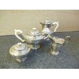 Superb decorative coffee and te set, silver ,Cher 1938, comprising tea and coffee pot, sugar bowl
