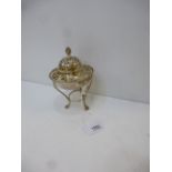 Walker & Hall silver standing bon-bon dish with pierced, domed lid, pineapple finial, on 3