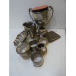 Collection of Silver & White coloured metal items including silver trophy cup, Continental mug,