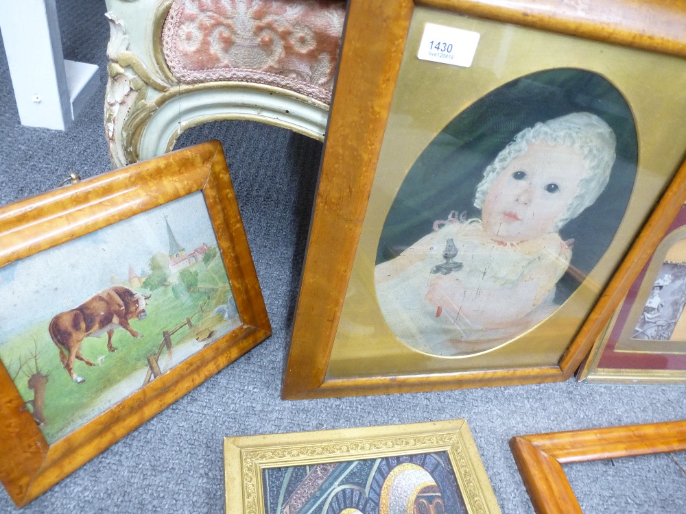 Antique oil od a baby in maple frame and 3 other pictures - Image 2 of 3