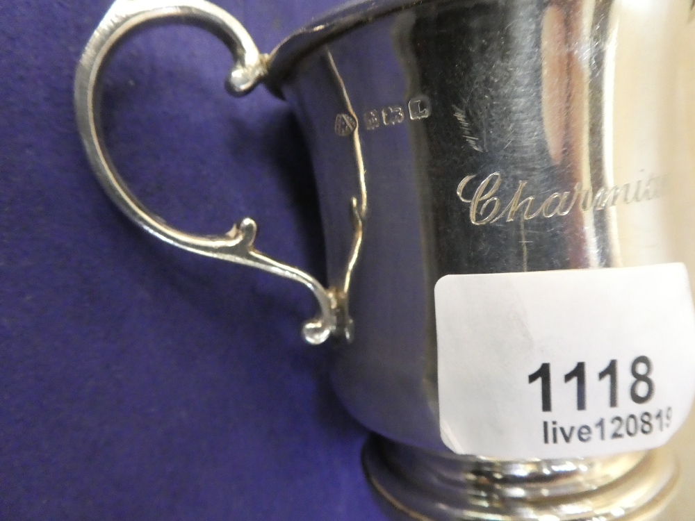 A selection of silver items including a Christening Cup ,Birmingham 1935, an egg cup and a trinket - Image 3 of 4