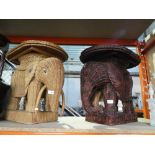 Two wicker elephant tables, one As Found