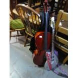 Vintage cello and bow A/F with carry case & electric OIP electric guitar