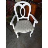 2 White painted armchairs