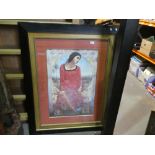 Large framed and glazed picture of a girl