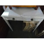 Grey painted 2 drawer side table