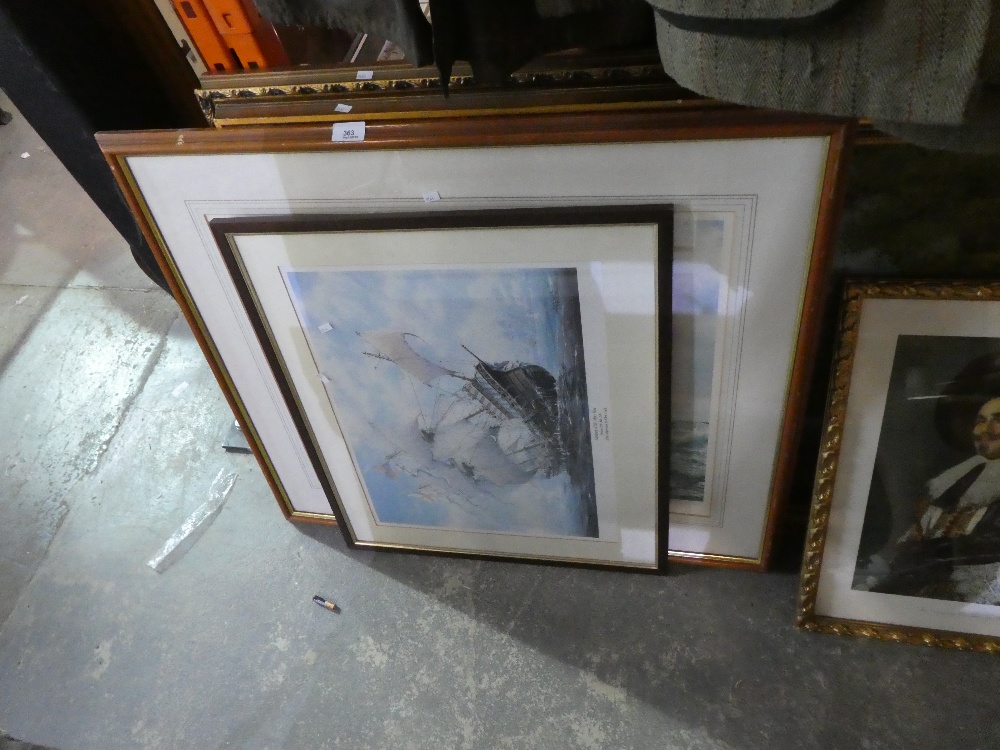 A quantity of framed and glazed pictures to include two large oils.