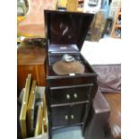 Vintage Mahogany cased 'The Alba Gramophone' with cupboards.