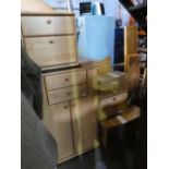 A Hulsta bedroom cabinet, hulsta pair of bedside cabinets, square Hulsta table mirror and floating