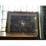 Large framed and glazed pictures of Grecian scene including horses