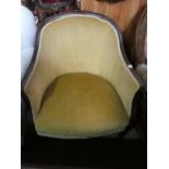 Victorian mahogany framed tub chair upholstered in gold velvet