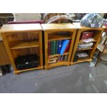 3 short waxed pine open bookcase