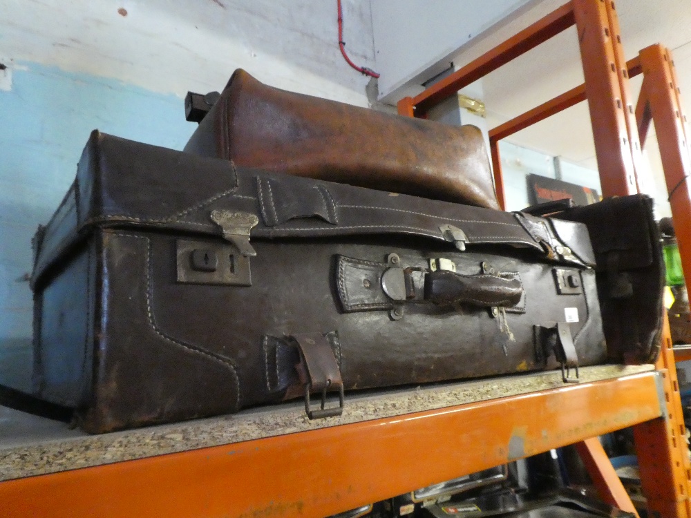 Vintage leather case, satchel and a Gladstone bag