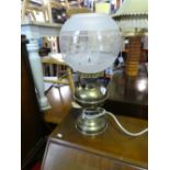 Brass & glass table lamp together with similar standard lamp