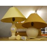 2 modern table lamps with shades 1 marble and 1 ceramic