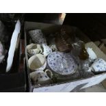 Quantity of part tea ware, drinking glasses together with 2 printers drawers.