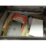 Vintage suitcase of contents to include Zippo style lighters, pen knives ephemera etc.