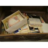 Vintage suitcase of ephemera together with a box of similar