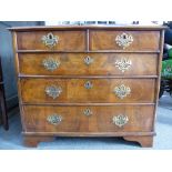 An antique walnut chest of drawers having inlaid decoration, Wrong Top. 95cms.