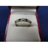 18ct white gold ring set with diamonds & sapphires, shank stamped 750, size R/S, gross weight 2.8g