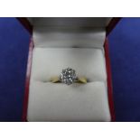 Solitaire diamond ring, illusion setting, yellow coloured metal shank, unmarked, size N, gross