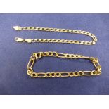 9ct yellow gold bracelet together with another example, clasp A/F