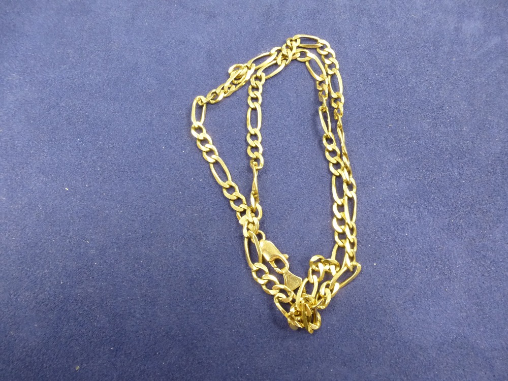 9ct yellow gold flat link neck chain, stamped 375, 13g.