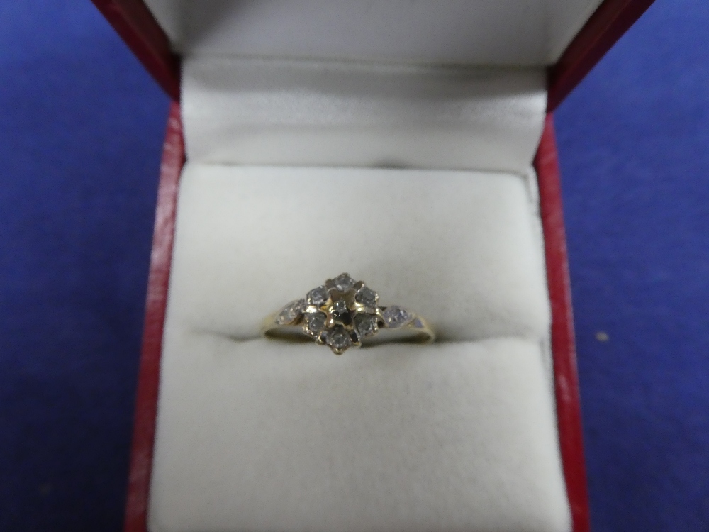 9ct garnet & diamond chip ring size P, together with another 9ct yellow gold & diamond cluster style - Image 3 of 4