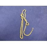 9ct yellow gold rope twist style neck chain stamped 375, 5g A/F