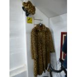 A vintage leopard fur coat and hat, probably 1930/1940's