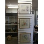 3 x framed and glazed watercolour, 2 x still life and one building