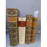 Four Late 19th early 20th century leather bound books; Dictionary of the Bible, The Works of William