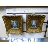 Two 19th century miniature portraits, probably on ivory, of young ladies, one dated on reverse 1827,