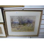 Peter Biegel; a watercolour of Fox being chased by Hounds, signed and dated '62, size 46.5 x 32.5