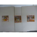 Three 18th century unframed paintings, Jodhpur, Rajasthan, India - condition - each worn and rubbed