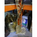 Brass companion set and coal bucket