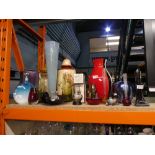 Quantity of glassware mainly vases, 2 West German ceramic lidded vases.