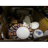 2 boxes of mixed china to include jugs, ceramic lamp, storage jars etc. Crate of mixed glassware,