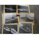 Quantity of mounted novel photographs - ships & submarines, HMS Walrus, HMS Whitby, TS Royalist,