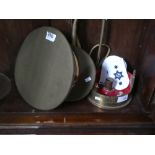 Military items to include Trench Art ashtray, badges, bugle, hat example.