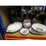 Small collection of ceramics and glassware to incl. Aynsley Imari plates, Oriental jug AF Crystal